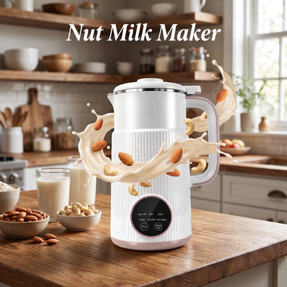 Home Nut Milk Blender White US Plug 27oz 8 Blade 11 Intelligent Functions Hot Cold Stirring No Soak Multifunctional Soy Milk Maker for Almond Oat Milk Soup Puree Baby Food Countertop Kitchen Appliance