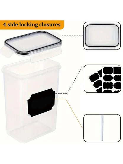 24pcs Airtight Food Storage Containers with Labels for Flour Grains, Coffee Beans and Kitchen Spices Keep Food Fresh Organized