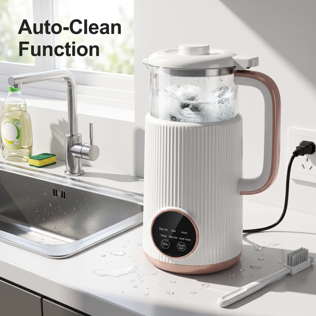 Home Nut Milk Blender White US Plug 27oz 8 Blade 11 Intelligent Functions Hot Cold Stirring No Soak Multifunctional Soy Milk Maker for Almond Oat Milk Soup Puree Baby Food Countertop Kitchen Appliance