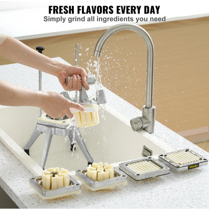 SucceBuy Commercial Vegetable Fruit Dicer Cutter Potato Slicer Chopper 4 Blades & Tray Manual Cutting Machine home appliance