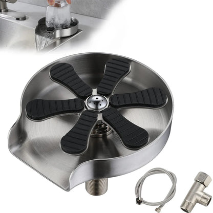 Kitchen Sink Glass Cup Wash Automatic Stainless Steel Pressure Spray  Washer Cup Tool Cleaning Faucet Bar Rinser Coffee Pitcher