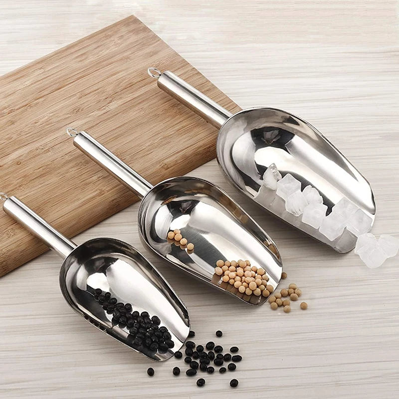 Stainless Steel Ice Shovel Multifunctional Ice Flour Sugar Scoop with 5/8/12 Ounce Ice Scooper for Ice Maker Bar Kitchen Tool