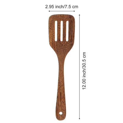 Wooden Spatula Ladle Kitchen Utensil for Cooking Nonstick Frying Pan Wok Wood Turner Stirring 30 cm Long Handle Serving Spoon