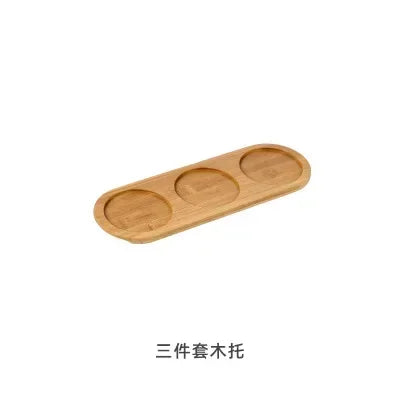 Simple and Solid Color Ceramic Salt Tank Oil Bottle Seasoning Tank Set Bamboo Board Base Set Household Kitchen Seasoning Tank