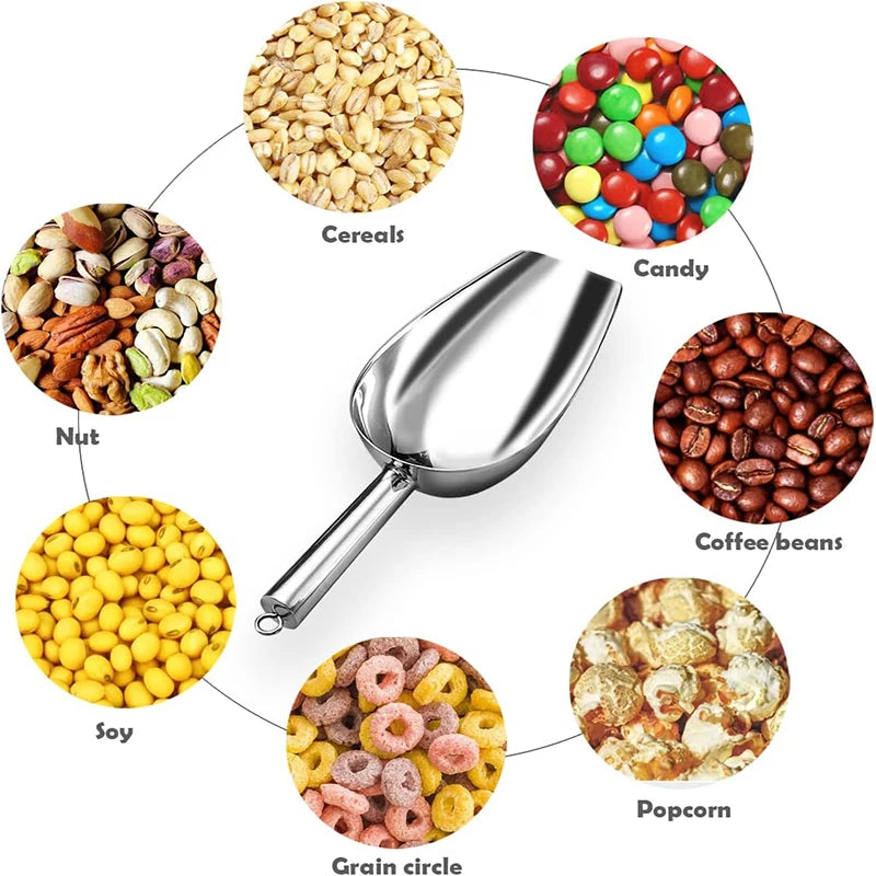 Stainless Steel Ice Shovel Multifunctional Ice Flour Sugar Scoop with 5/8/12 Ounce Ice Scooper for Ice Maker Bar Kitchen Tool